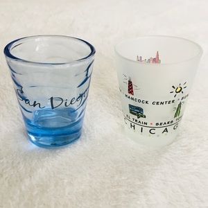San Diego CA & Chicago IL Souvenir Cities Shot Glasses Barware Bundle, NEW
